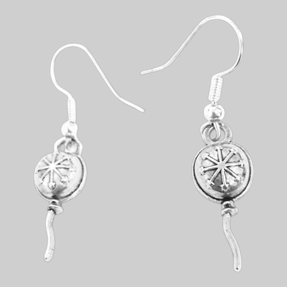 Silver Dangle Earrings with Balloon charm